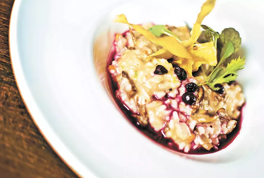A chantrelle mushroom and huckleberry risotto from Santé restaurant. - YOUNG KWAK