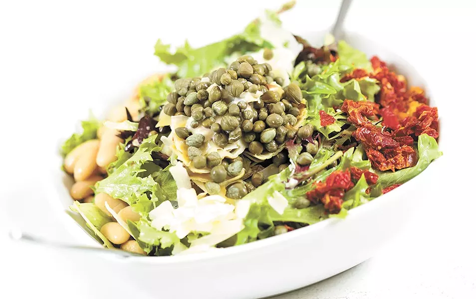 A Mediterranean salad from Fire Artisan Pizza
