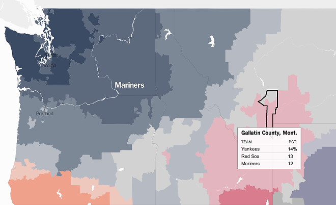 According to this map, you're probably a Mariners "fan"