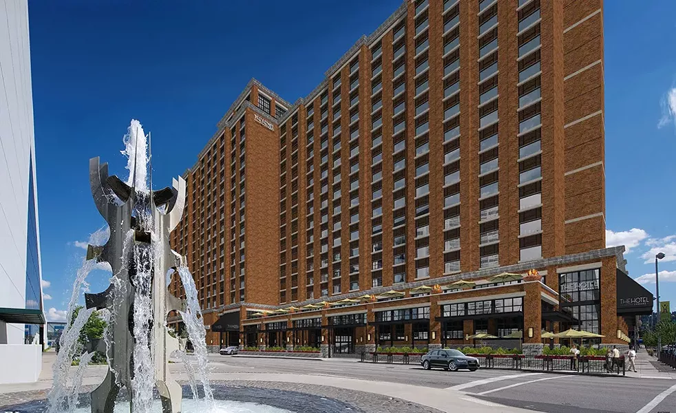 An architectural rendering of the Walt Worthy hotel under construction by the Convention Center. - ERIC HEDLUND DESIGN LLC