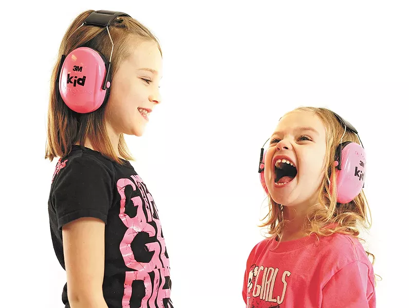 Ava, 5, and her sister Aubrey, 2, put their hot pink Peltor earmuffs to good use. - YOUNG KWAK
