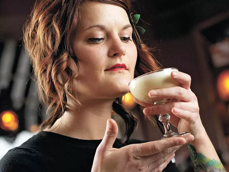 Bar Manager Kelli Green and a glass of eggnog at Bon Bon - YOUNG KWAK