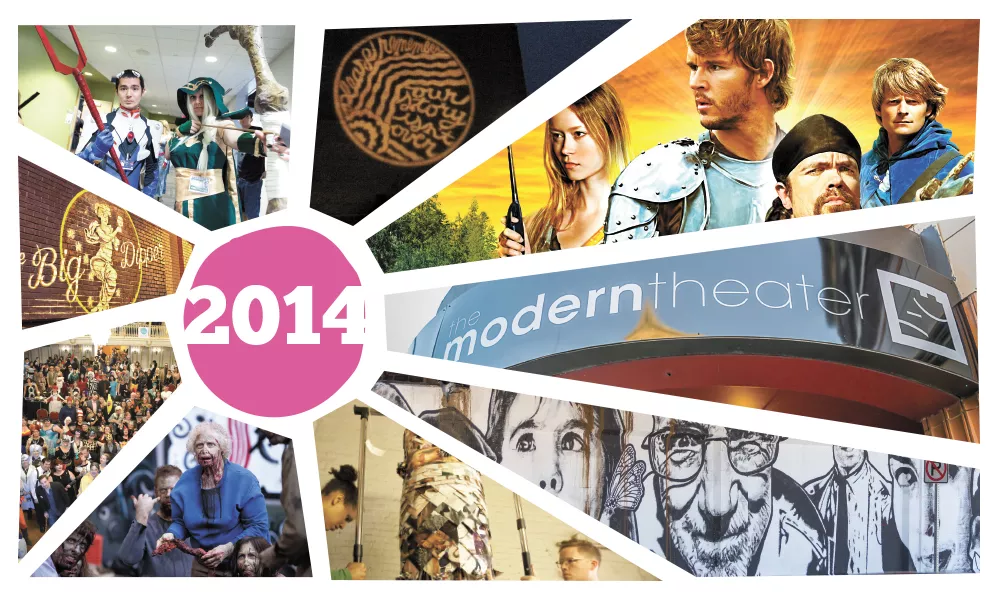 Clockwise from top left: KuroNekoCon, Create Spokane, Knights of Badassdom, Modern Theater, Spokane Mural Project, Terrain, Z Nation, Spokane Arts Awards, The Big Dipper.