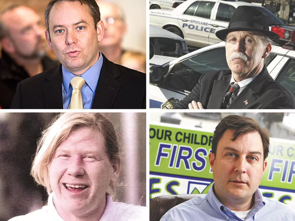 Clockwise, from top left: Mayor David Condon, Ombudsman Tim Burns, Council President Ben Stuckart and Otto Zehm.