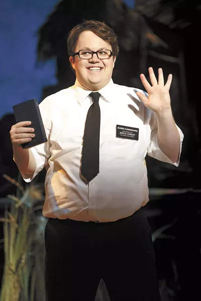 Cody Jamison Strand as Elder Cunningham in The Book of Mormon. - JOAN MARCUS