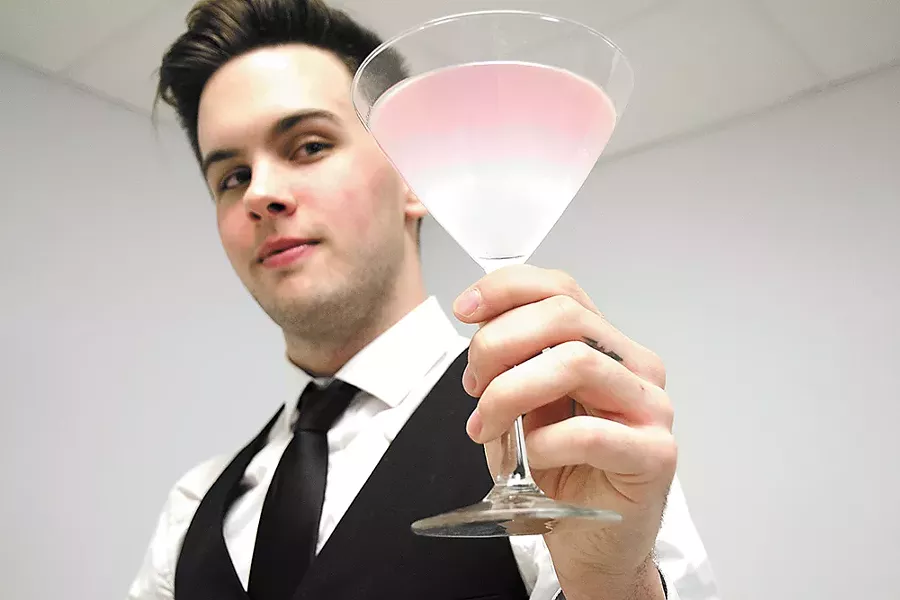 Cody Winfrey's Sleeping Beauty-inspired drink "Sleep Cycle" made with the liqueurs Hypnotiq and Kinky, plus Sprite. - LISA WAANANEN