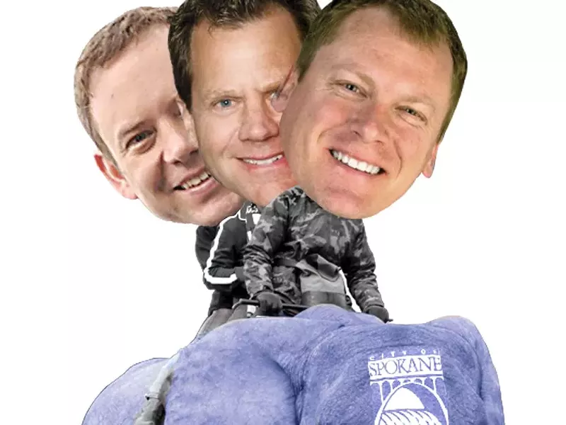 David Condon, Steve Salvatori and Mike Allen — riding the GOP to Spokane City Hall? - ILLUSTRATION BY CHRIS BOVEY