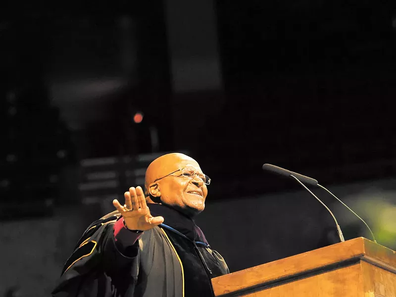 Desmond Tutu at the Arena Sunday - GONZAGA UNIVERSITY / RAJA BOSE