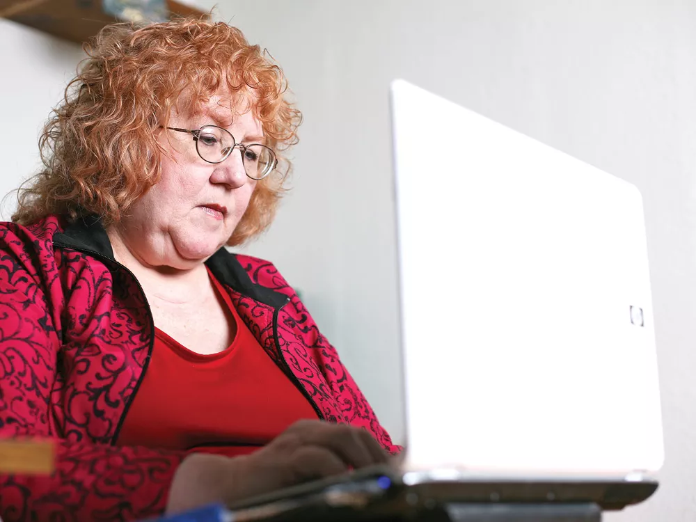 Diane Saffell works on a new short story, "To Foodie and the Skittle-Head," at her home in Spokane - YOUNG KWAK