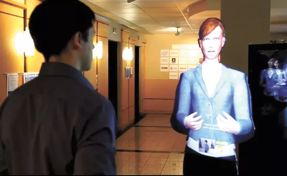 Erin, a lifesize hologram, uses Next IT software to speak. - NEXT IT