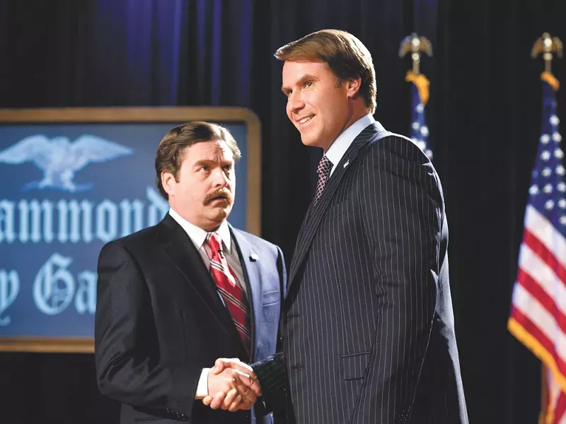 Ferrell and Galifianakis display a textbook passive-aggressive politcal handshake.