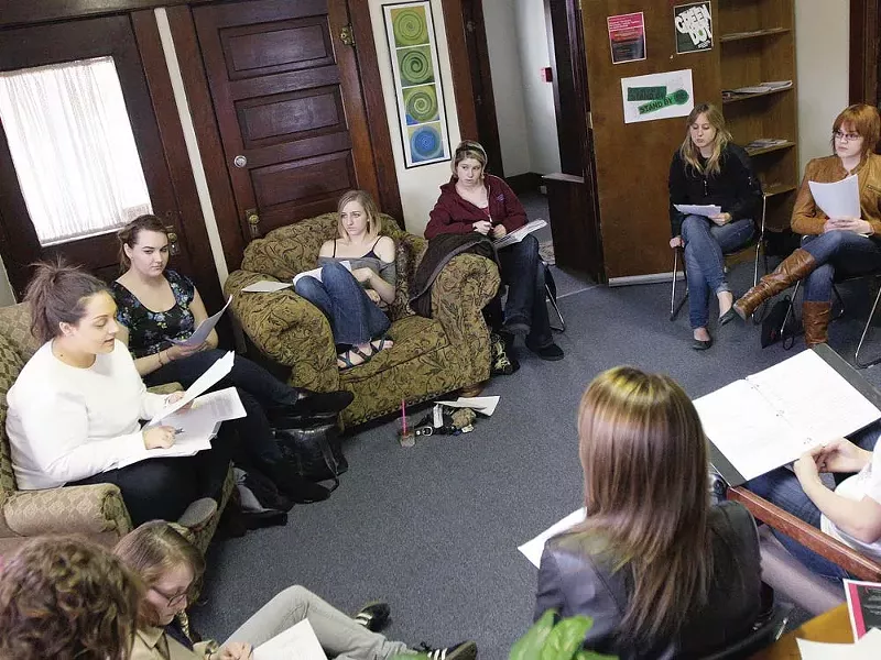 Gonzaga students rehearse The Vagina Monologues last weekend. - YOUNG KWAK