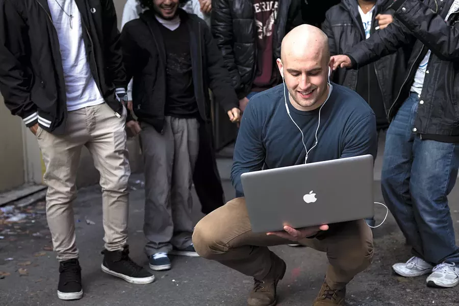Jacob Petrie, aka Jakob with a K, throws an impromptu dance party in an alley downtown. - STEPHEN SCHLANGE