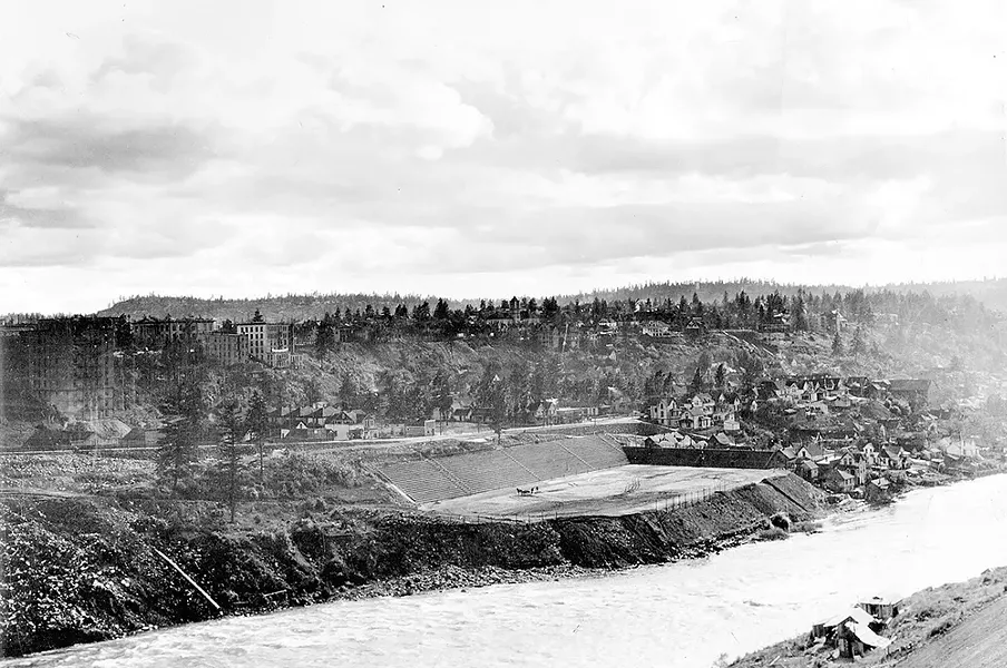 Just west of downtown in Peaceful Valley, Glover Field was the site of many athletic events and parades after the city purchased the land in 1912. - MARK DANNER'S PATSY CLARK ALBUM, COURTESY TONY AND SUZANNE BAMONTE