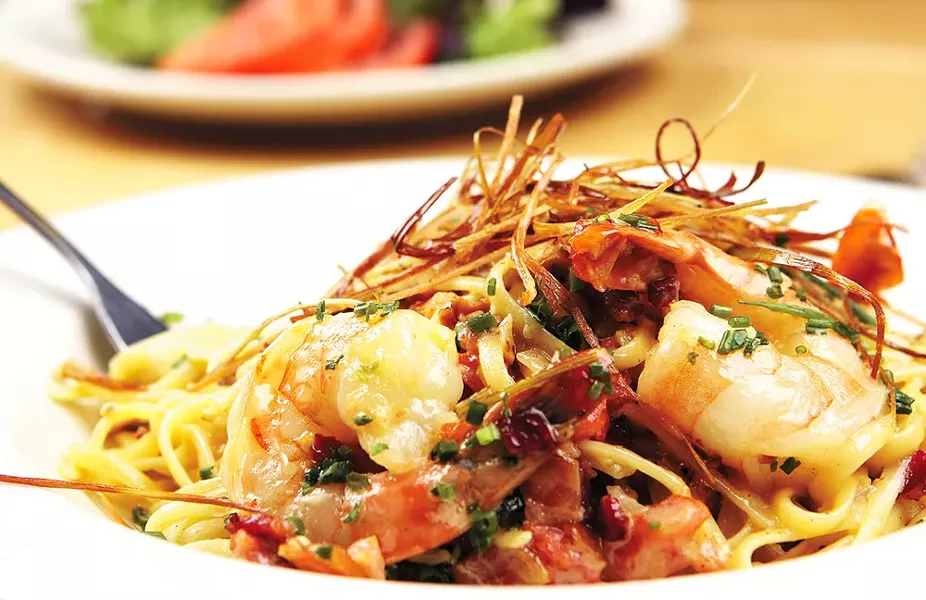 Maggie's South Hill Grill's Shrimp Carbonara. - YOUNG KWAK