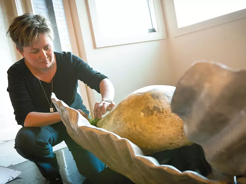 Margot Casstevens at work on Flesh, her new show. - MIKE MCCALL