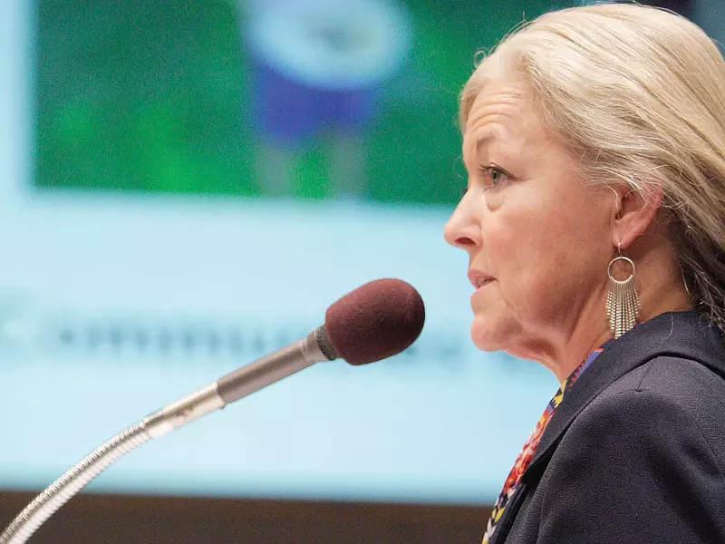 Mayor Mary Verner at her State of the City address in early October. - YOUNG KWAK