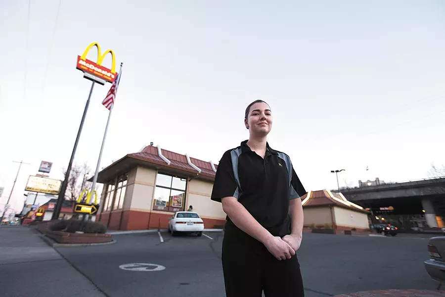 McDonald's cashier and EWU student Kierra Fitzpatrick says many of her co-workers would welcome an increase in the minimum wage. - YOUNG KWAK