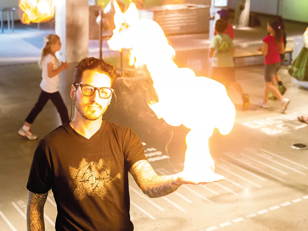 Mobius\' Aaron Berenbach, who doesn\'t recommend you try this particular trick at home. - STEPHEN SCHLANGE