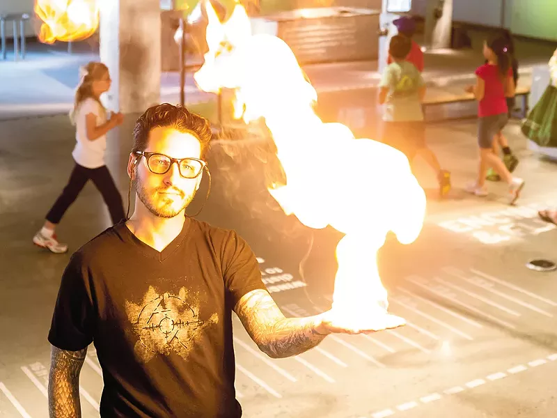 Mobius\' Aaron Berenbach, who doesn\'t recommend you try this particular trick at home. - STEPHEN SCHLANGE