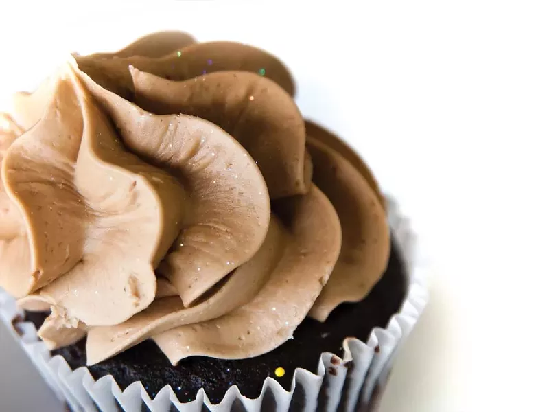 Not your daddy's disco dust: a chocolate-maple cupcake at Celebrations, sprinkled with edible glitter. - DANIKA PARISEAU