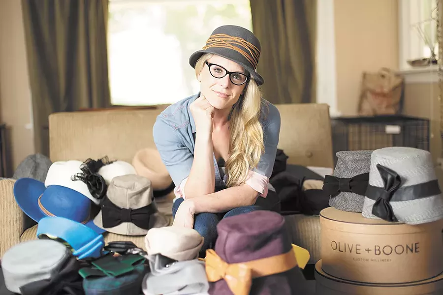 Olive + Boone's Erin Haskell wearing "Magnolia" from her Fall 2014 collection. - YOUNG KWAK