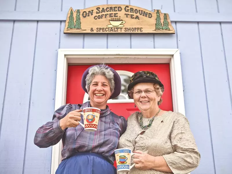 On Sacred Grounds owner Elaine Rising (left) and Kathy Barrick - JORDAN BEAUCHAMP