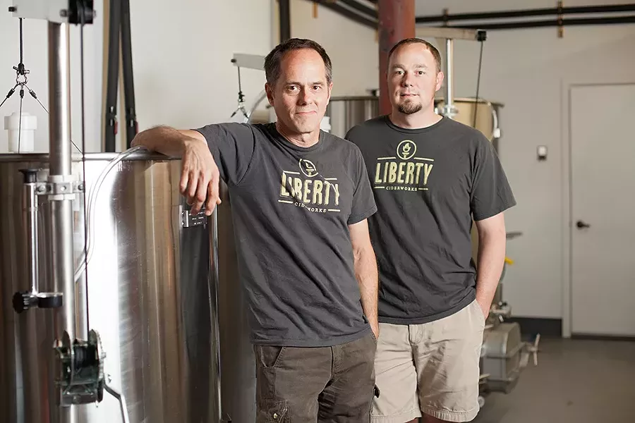 Owners Rick Hastings, left, and Austin Dickey opened the production side of Liberty Ciderworks last summer. - YOUNG KWAK