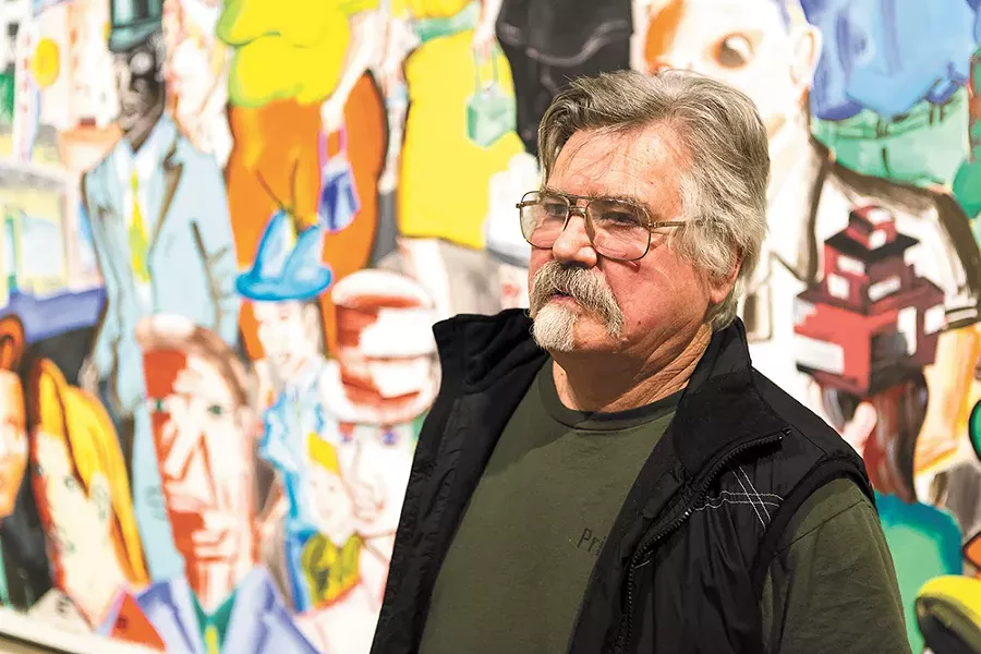 Patrick Siler in front of his exhibit at the MAC. - STEPHEN SCHLANGE