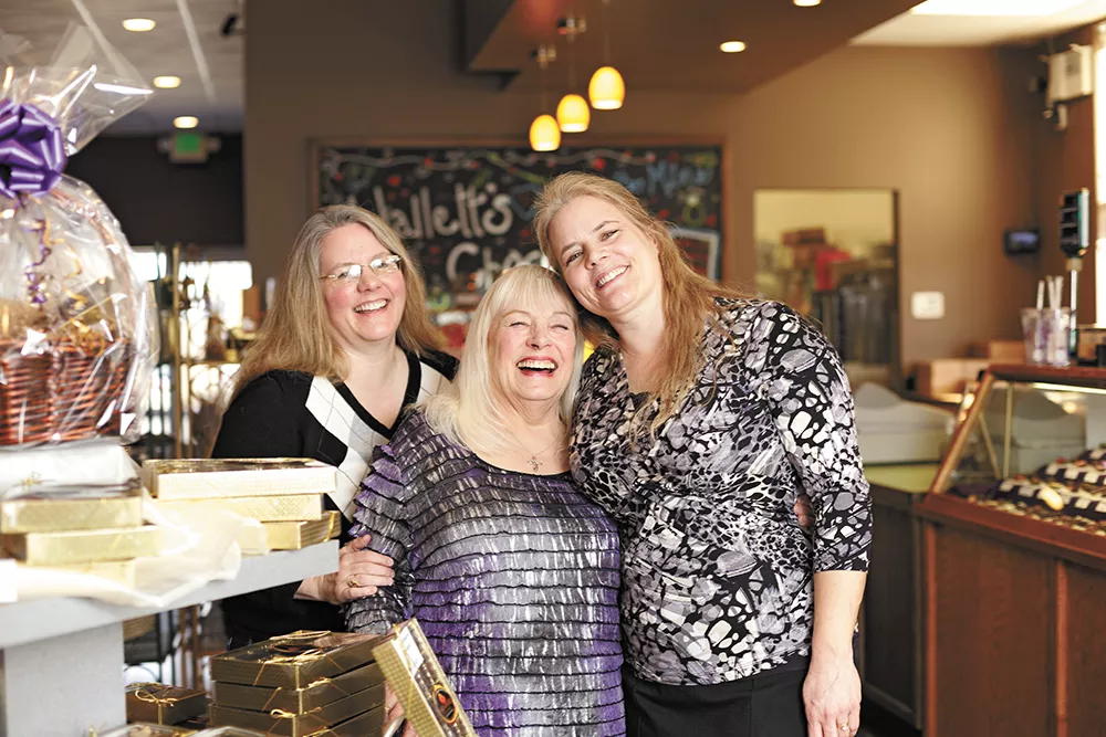 Patty Kane (center) and her fellow Halletts Chocolates co-owners and daughters Kitty (left) and Kari. - YOUNG KWAK