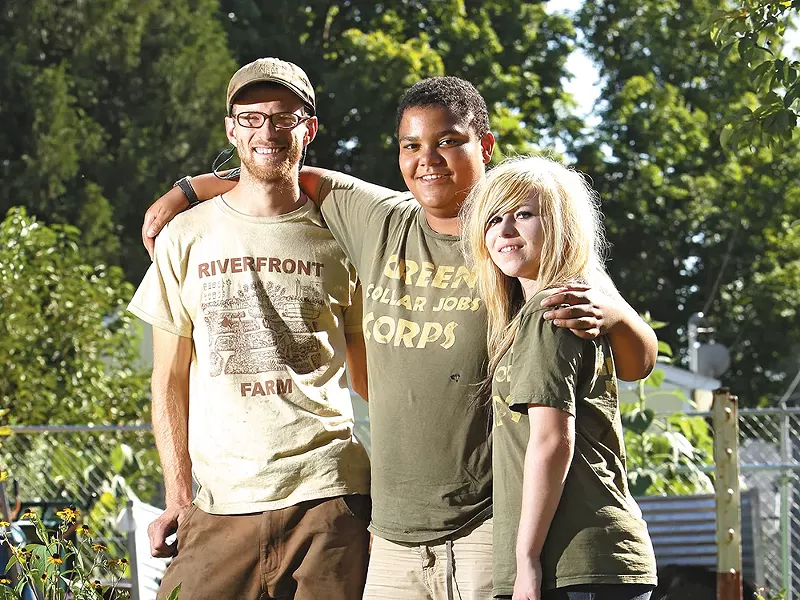 Project Hope Riverfront Farm\'s Patrick Mannhard (left) and job trainees Bakari Green and Sylina Alton. - YOUNG KWAK