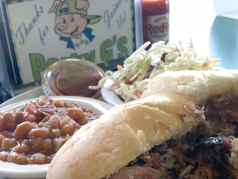 Pulled-pork sandwich from Porky G’s. - CARRIE SCOZZARO