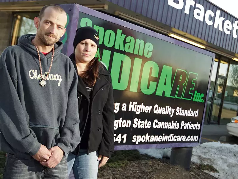 Ryan Seeley and Surlsa Arispe outside their marijuana dispensary, Indicare. - YOUNG KWAK