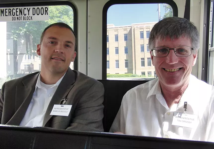 State lawmakers Marcus Riccelli and Timm Ormsby tour the grounds at Eastern State Hospital. - DEANNA PAN