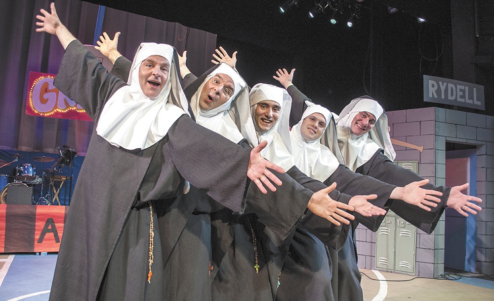 The cast of Nunsense A-Men from left to right: Mark Pleasant, Rick Rivera, Jerrod Galles, Martin Sanks and Patrick McHenry-Kroetch. - SARAH WURTZ