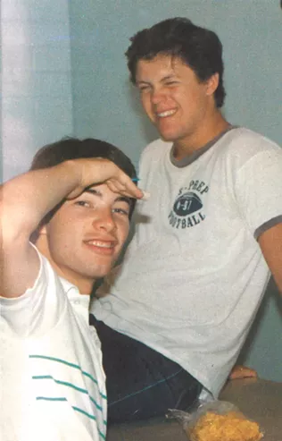 Still silly after all these years: Bill Akers (left) and Mike Konesky at Gonzaga Prep. - 1983 GONZAGA PREP YEARBOOK PHOTO