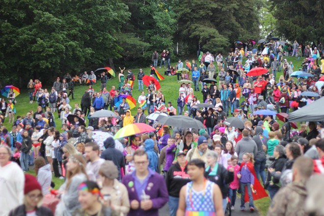 Rainy, but not gloomy, Spokane Pride Parade draws a crowd in spite of the weather