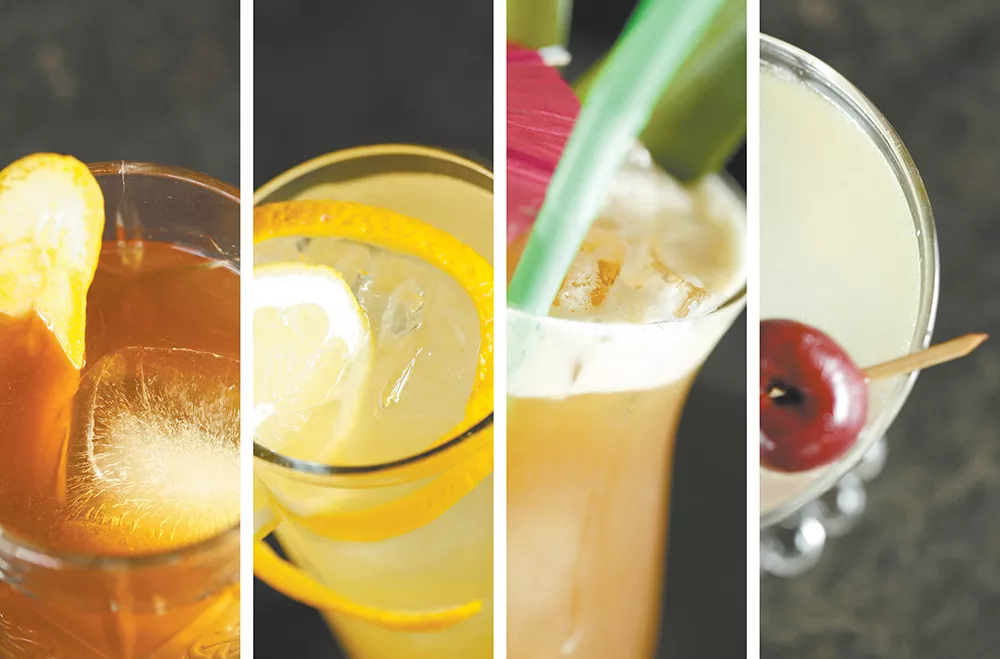 The bartenders' creations, left to right: Havana Hangover, Baby Tea, Server on Acid, Rosebud. - YOUNG KWAK