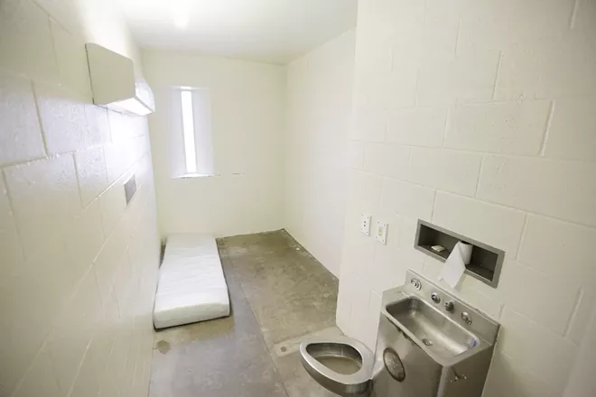 The inside of a Spokane County Jail cell specifically designed to hold inmates on suicide watch. - YOUNG KWAK PHOTO