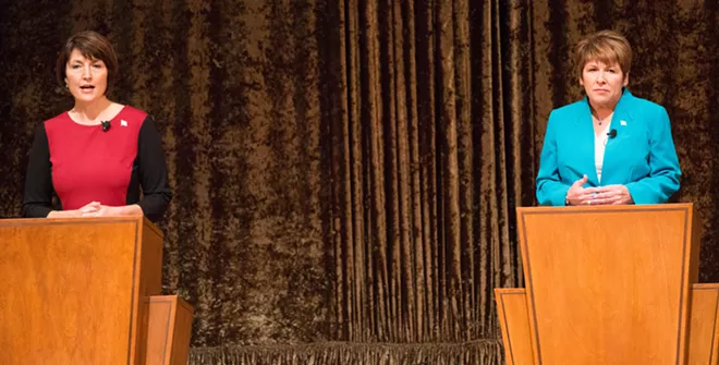 Rep. Cathy McMorris Rodgers criticized Lisa Brown for higher ed tuition cuts during Wednesday night's debate. - DANIEL WALTERS PHOTO