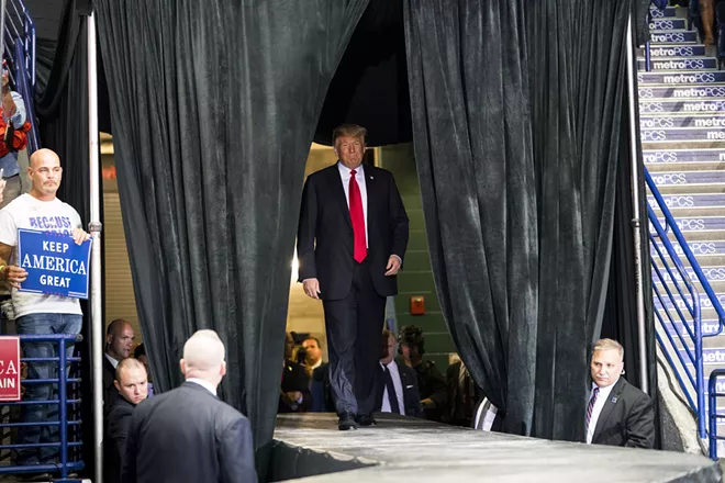 President Donald Trump appears on stage during a campaign rally in Estero, Fla., Oct. 31, 2018. Democrats intend to request the president’s tax returns if they win control of the House or Senate, and the decision on whether to comply will fall to the Treasury secretary. - DOUG MILLS/THE NEW YORK TIMES
