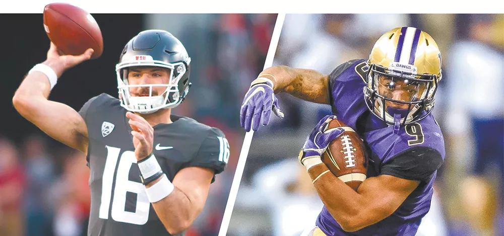 WSU quarterback Gardner Minshew (left) and UW running back Myles Gaskin are key to their teams' chances in the Apple Cup.