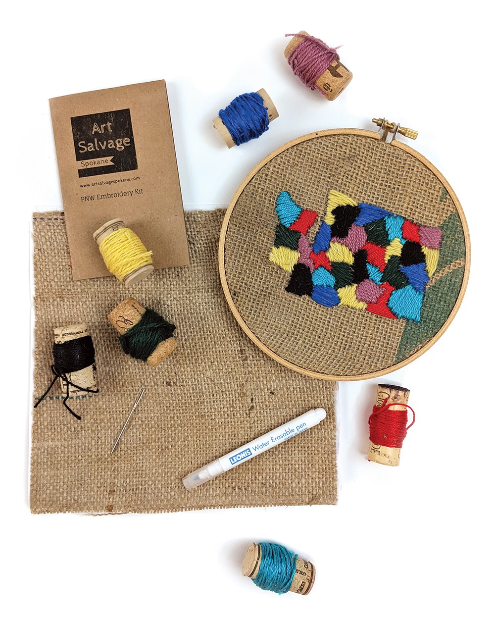 PNW embroidery kit ($24) — you can make Washington, Idaho Oregon or Montana.