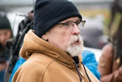 Alfredo LLamedo says he mobilized today's protest after the city posted warnings to clean out the camp on Saturday - WILSON CRISCIONE