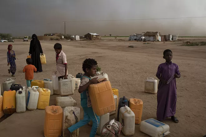 A water collection point in Bani Hassan, Yemen, Oct. 18, 2018. The biggest challenge in 2019 will be the three-year old conflict in Yemen, which has driven millions toward famine and has given the country the status of the world’s worst humanitarian crisis, the United Nations reports. - TYLER HICKS/THE NEW YORK TIMES