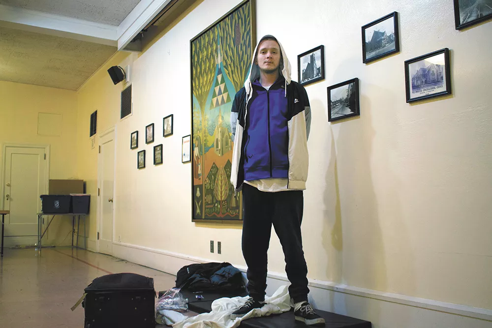 Timothy King, 24, says he has been homeless since the death of his father last summer. - WILSON CRISCIONE PHOTO