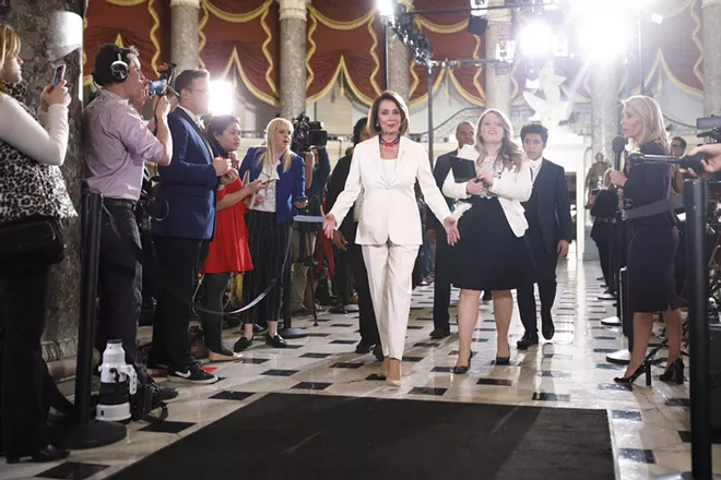 House Speaker Nancy Pelosi (D-Calif.) after the State of the Union address at the Capitol on Tuesday night, Feb. 5, 2019. A defiant Pelosi declared on Wednesday that House Democrats would not be cowed by President Donald Trump’s “all-out threat” during his State of the Union address to drop their investigations of his administration, as fellow Democrats pushed ahead with a bevy of sensitive inquiries. - TOM BRENNER/THE NEW YORK TIMES