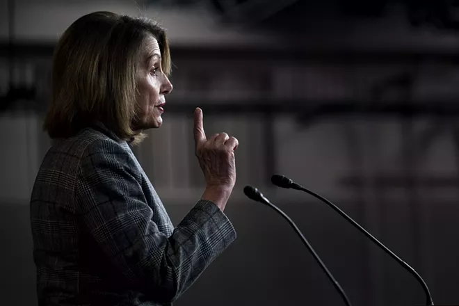 House Speaker Nancy Pelosi (D-Calif.) speaks at a weekly news conference on Capitol Hill in Washington, Feb. 28, 2019. The House voted Thursday to extend the time allotted for the FBI to conduct background checks for gun purchasers flagged by the national instant check system, the second major gun control bill to clear the chamber this week after two decades of inaction. - ERIN SCHAFF/THE NEW YORK TIMES