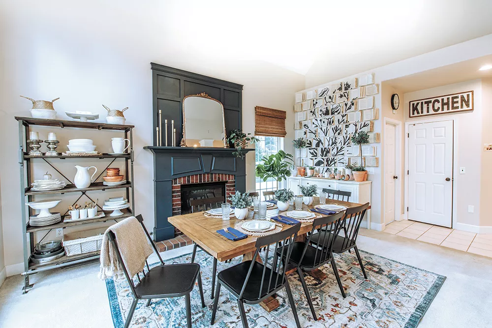 @livingwithlady Instagrammer Shannon Morscheck painted her dining room's fireplace a deep blue and then decided to add a matching board and batten topper. - ERICK DOXEY PHOTO
