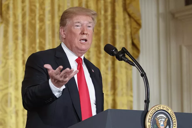 President Donald Trump speaks during a meeting of the National Space Council in the East Room of the White House, in Washington, June 18, 2018. - TOM BRENNER/THE NEW YORK TIMES